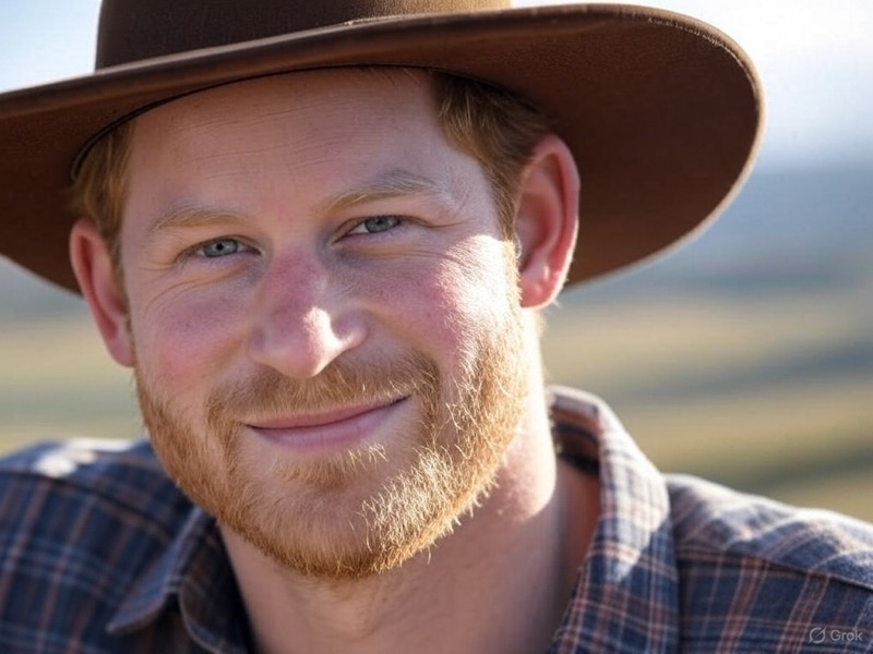 Draw A photo of Prince Harry in a cowboy hat 